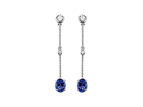 14K White Gold Tanzanite and Diamond Earrings 1.60ctw