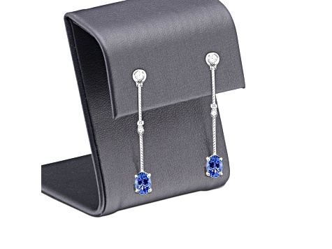 14K White Gold Tanzanite and Diamond Earrings 1.60ctw