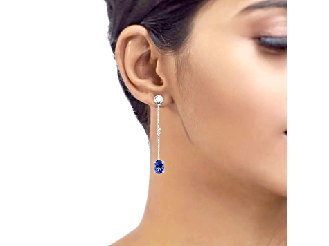 14K White Gold Tanzanite and Diamond Earrings 1.60ctw