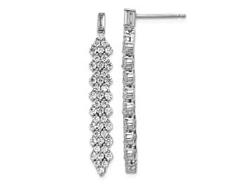 Picture of Rhodium Over Sterling Silver Fancy Cubic Zirconia Post Dangle Earrings