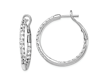 Picture of Rhodium Over 14K White Gold Lab Grown Diamond SI1/SI2, G H I, In and Out Hoop Earrings