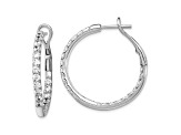 Rhodium Over 14K White Gold Lab Grown Diamond SI1/SI2, G H I, In and Out Hoop Earrings