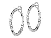 Rhodium Over 14K White Gold Lab Grown Diamond SI1/SI2, G H I, In and Out Hoop Earrings