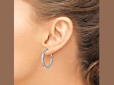 Rhodium Over 14K White Gold Lab Grown Diamond SI1/SI2, G H I, In and Out Hoop Earrings