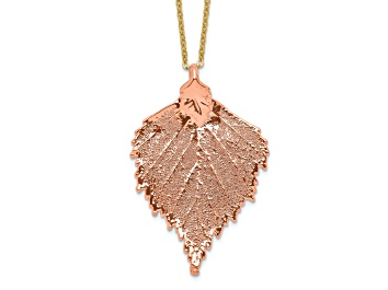 Picture of Copper Dipped Birch Leaf with 20 Inch Gold-tone Necklace