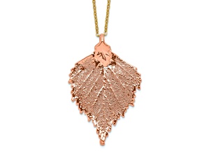 Copper Dipped Birch Leaf with 20 Inch Gold-tone Necklace