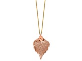 Copper Dipped Birch Leaf with 20 Inch Gold-tone Necklace
