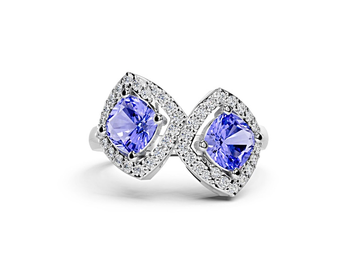 14K White Gold Tanzanite and Diamond Ring 1.20 ctw