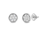 White Cubic Zirconia 14k White Gold Earrings With Velvet Gift Box 0.40ctw