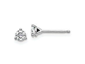 Rhodium Over 14K White Gold 1/3ct. 3.5mm Round J-K Color Moissanite Earrings
