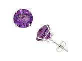 Amethyst Round 10K White Gold Stud Earrings, 3.4ctw