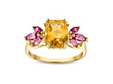 Citrine and Pink Topaz 10K Yellow Gold Cocktail Ring 2.39ctw