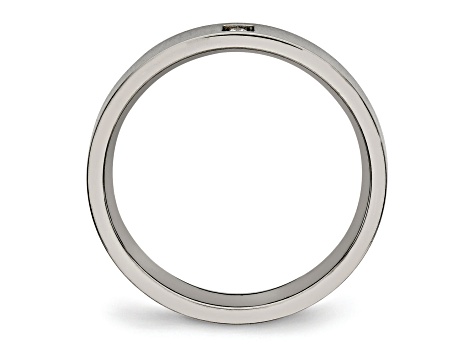 White Cubic Zirconia Titanium 4mm Men's Band Ring