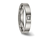 White Cubic Zirconia Titanium 4mm Men's Band Ring