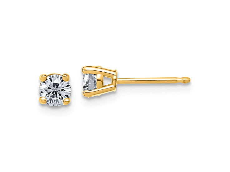 14K Yellow Gold 1/2ct. 4.0mm Round G H I True Light Moissanite Earrings
