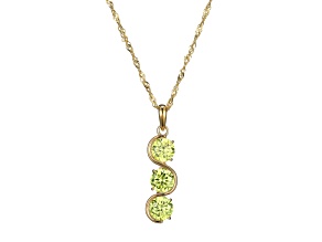 Green Cubic Zirconia 18k Yellow Gold Over Sterling Silver August Birthstone Pendant 6.09ctw