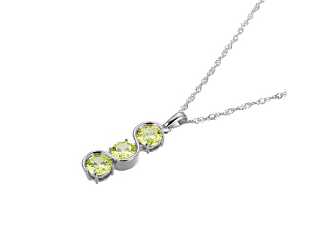 Green Cubic Zirconia Platinum Over Sterling Silver August Birthstone Pendant 6.09ctw