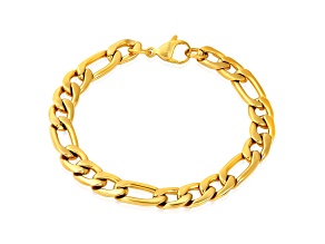 Invicta Jewelry Yellow Steel Figaro Chain Bracelet (9.3mm) - 8.75"