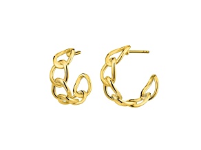 14K Yellow Gold Over Brass Chunky Link Lucite Hoops