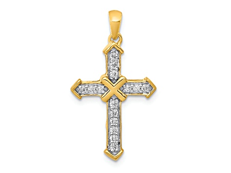 14K Yellow Gold Passion Diamond Cross Pendant