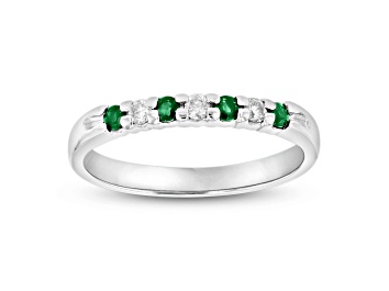 Picture of 0.25ctw Emerald and Diamond Wedding Band Ring in 14k White Gold