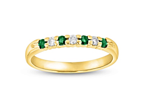 0.25ctw Emerald and Diamond Wedding Band Ring in 14k Yellow Gold