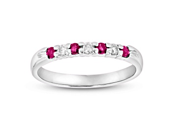 Picture of 0.25ctw Ruby and Diamond Wedding Band Ring in 14k White Gold