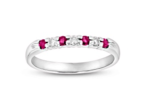0.25ctw Ruby and Diamond Wedding Band Ring in 14k White Gold
