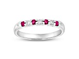 0.25ctw Ruby and Diamond Wedding Band Ring in 14k White Gold
