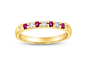 0.25ctw Ruby and Diamond Wedding Band Ring in 14k Yellow Gold