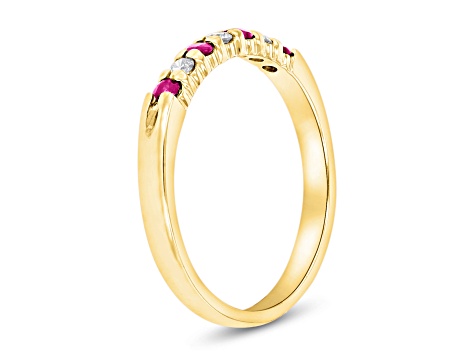 0.25ctw Ruby and Diamond Wedding Band Ring in 14k Yellow Gold - 12F43D ...