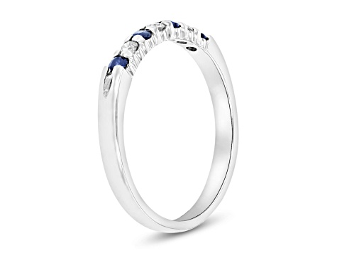 0.25ctw Sapphire and Diamond Wedding Band Ring in 14k White Gold