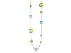 14K Yellow Gold Multi-color Gemstone 24 Inch Necklace