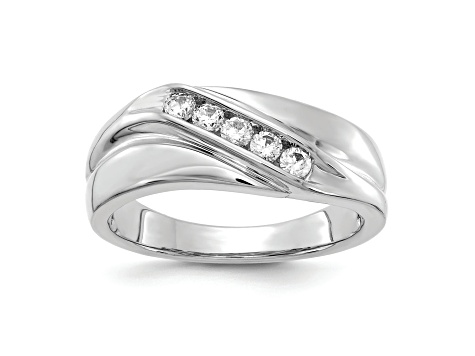 Rhodium Over 14K White Gold Lab Grown Diamond SI1/SI2, G H I, Men's Ring