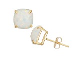 Cushion Lab Created Opal 10K Yellow Gold Earrings 2.06ctw