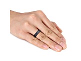 Black Diamond Black Rhodium Plated Sterling Silver Unisex Double Row Ring 0.10ctw