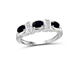 Black Sapphire Rhodium Over Sterling Silver Ring 0.80ctw