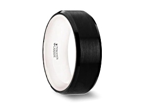 SIGMA Black Tungsten Brushed Center Men’s Wedding Band with Polished Edges & White Interior 8mm