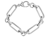 Judith Ripka Verona Rhodium Over Sterling Silver Oval Link Bracelet