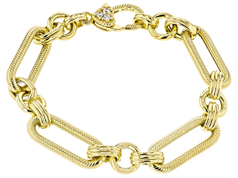 Judith Ripka Verona 14k Gold Clad Oval Link Bracelet