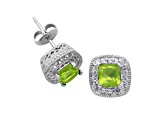 Green Peridot Rhodium Over Sterling Silver Earrings