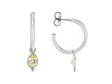 Judith Ripka 4ctw Pear Canary Bella Luce Diamond Simulant Rhodium Over Silver Dangle Hoop Earrings