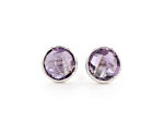 Purple Round Amethyst Sterling Silver Stud Earrings 5ctw