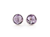 Purple Round Amethyst Sterling Silver Stud Earrings 5ctw