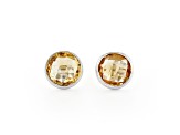 Yellow Round Citrine Sterling Silver Stud Earrings 5ctw