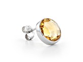 Yellow Round Citrine Sterling Silver Stud Earrings 5ctw