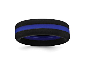 Picture of Silicone Black with Blue Line Center 7.5mm Band