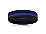 Silicone Black with Blue Line Center 7.5mm Band