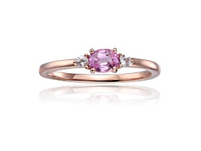 Pink and White Sapphire 14K Rose Gold Over Sterling Silver Dainty Ring, 0.53ctw