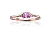 Pink and White Sapphire 14K Rose Gold Over Sterling Silver Dainty Ring, 0.53ctw